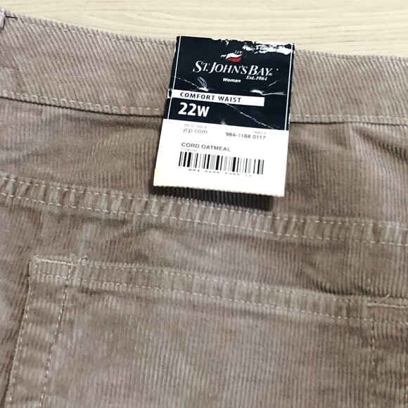 St Johns Bay Womens Corduroy Pants Comfort Waist Cord Oatmeal Tan Plus Size 22W - Picture 4 of 11